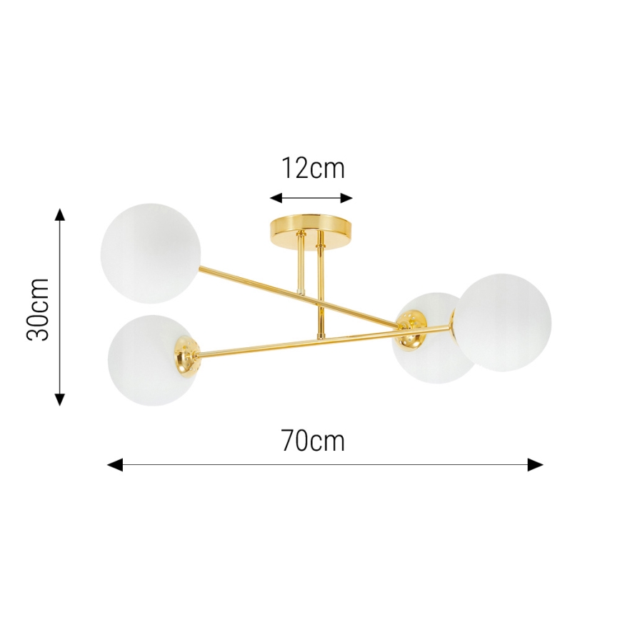 Lampadario a sospensione con supporto rigido 4xE27/35W/230V diametro 70 cm oro