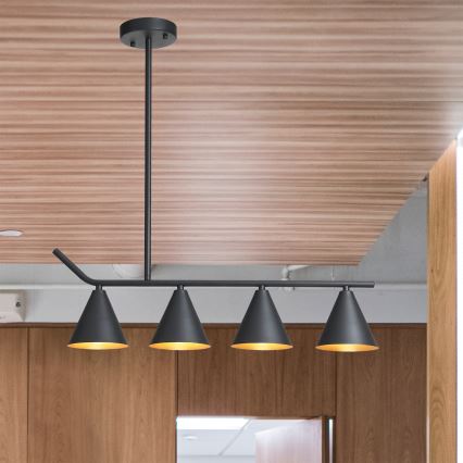 Lampadario a sospensione con supporto rigido 4xΕ27/40W/230V nero