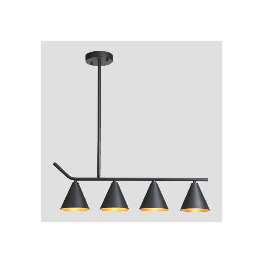 Lampadario a sospensione con supporto rigido 4xΕ27/40W/230V nero