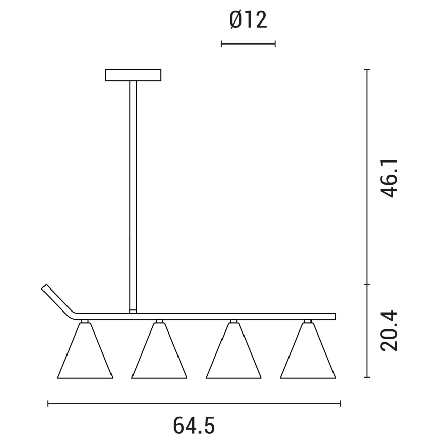 Lampadario a sospensione con supporto rigido 4xΕ27/40W/230V nero