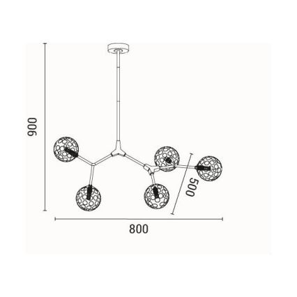 Lampadario a sospensione con supporto rigido 5xG9/15W/230V grigio