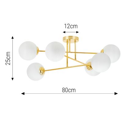 Lampadario a sospensione con supporto rigido 6xE27/35W/230V diametro 80 cm oro