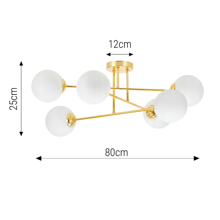 Lampadario a sospensione con supporto rigido 6xE27/35W/230V diametro 80 cm oro