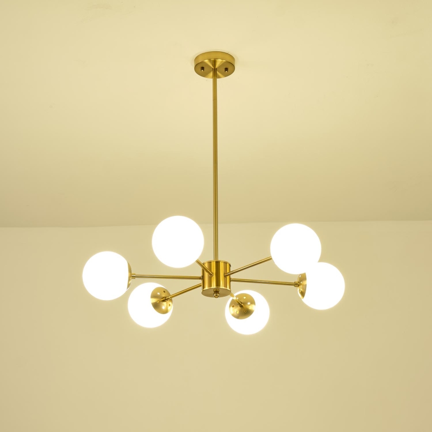 Lampadario a sospensione con supporto rigido 6xE27/40W/230V ottone