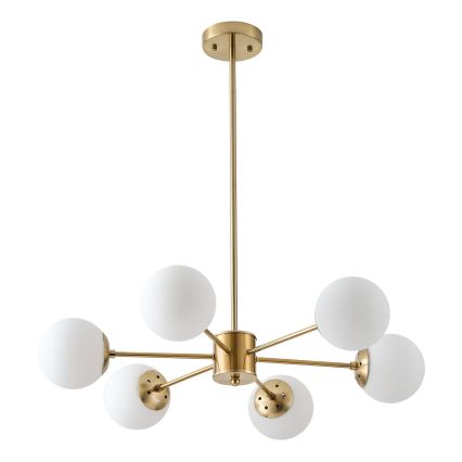 Lampadario a sospensione con supporto rigido 6xE27/40W/230V ottone