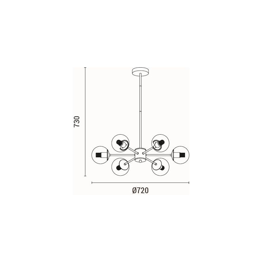 Lampadario a sospensione con supporto rigido 6xE27/40W/230V ottone