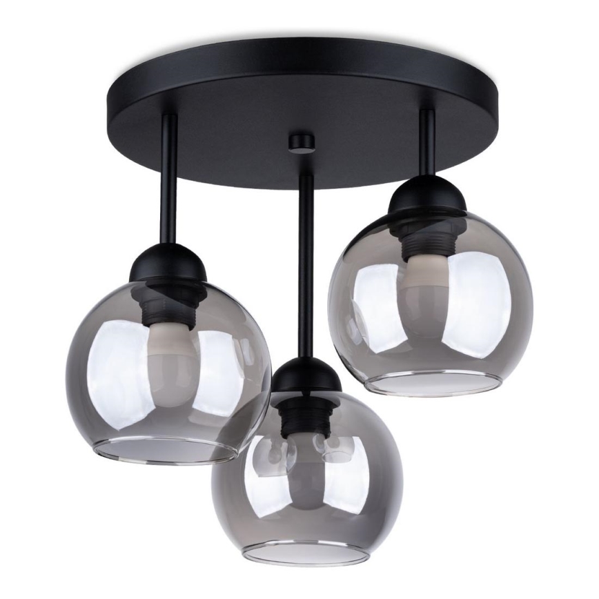 Lampadario a sospensione con supporto rigido ALINO 3xE27/60W/230V nero