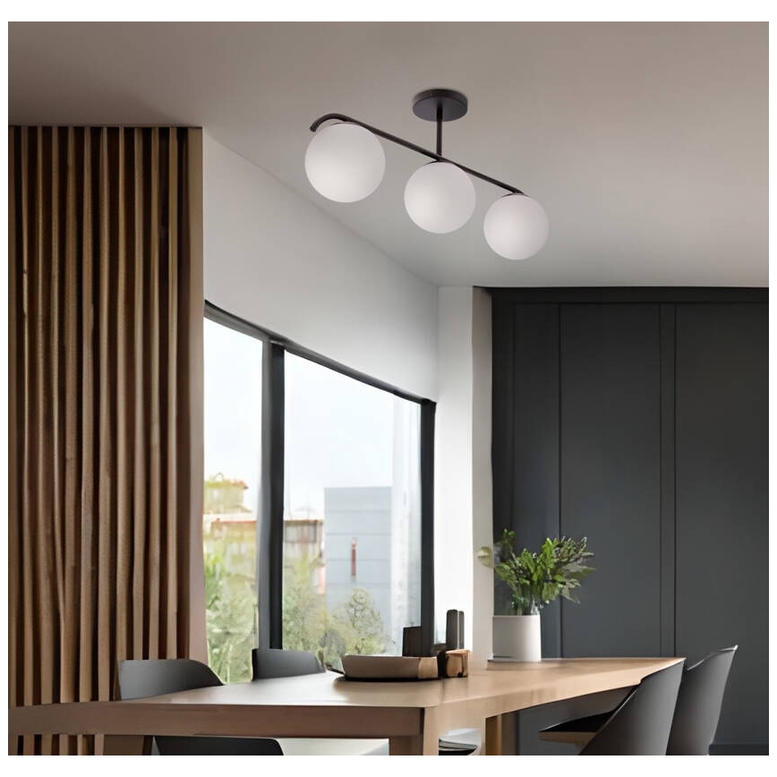 Lampadario a sospensione con supporto rigido AMADEO 3xE14/40W/230V nero