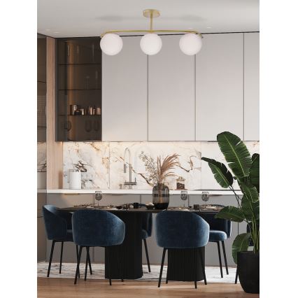 Lampadario a sospensione con supporto rigido AMADEO 3xE14/40W/230V ottone