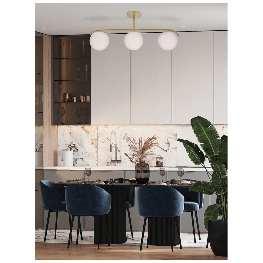 Lampadario a sospensione con supporto rigido AMADEO 3xE14/40W/230V ottone