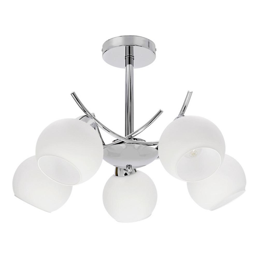 Lampadario a sospensione con supporto rigido AMOS 5xE27/40W/230V cromo lucido