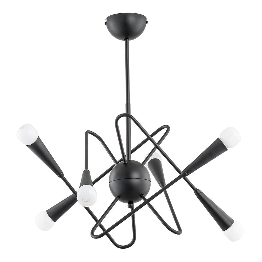 Lampadario a sospensione con supporto rigido APPER 6xE14/10W/230V nero