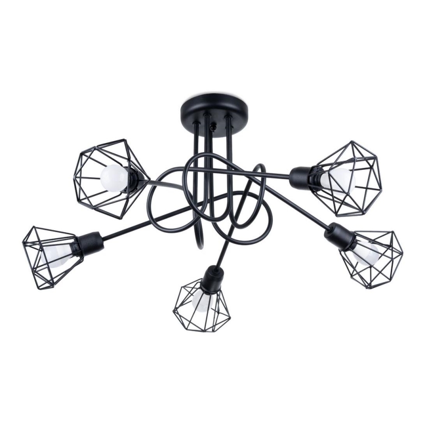 Lampadario a sospensione con supporto rigido ARTEMIS 5xE14/40W/230V nero