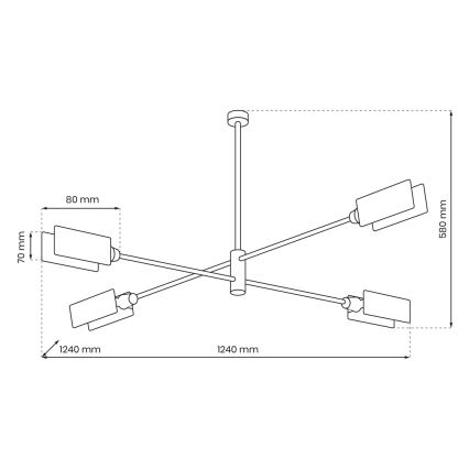 Lampadario a sospensione con supporto rigido ASTRA 4xE27/60W/230V nero