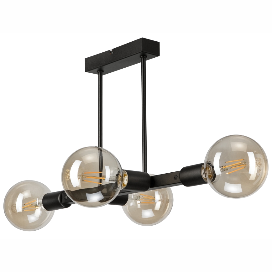 Lampadario a sospensione con supporto rigido ASTRID 4xE27/60W/230V nero
