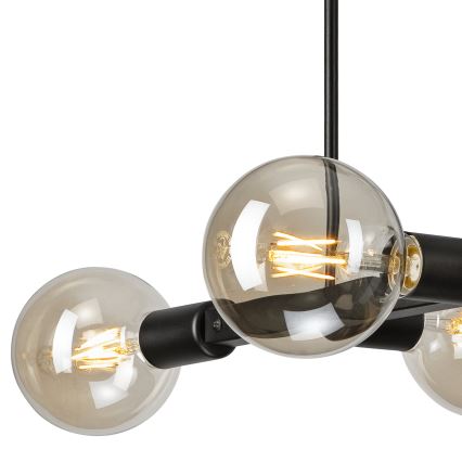 Lampadario a sospensione con supporto rigido ASTRID 4xE27/60W/230V nero