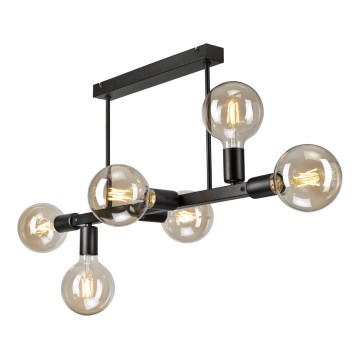 Lampadario a sospensione con supporto rigido ASTRID 6xE27/60W/230V nero