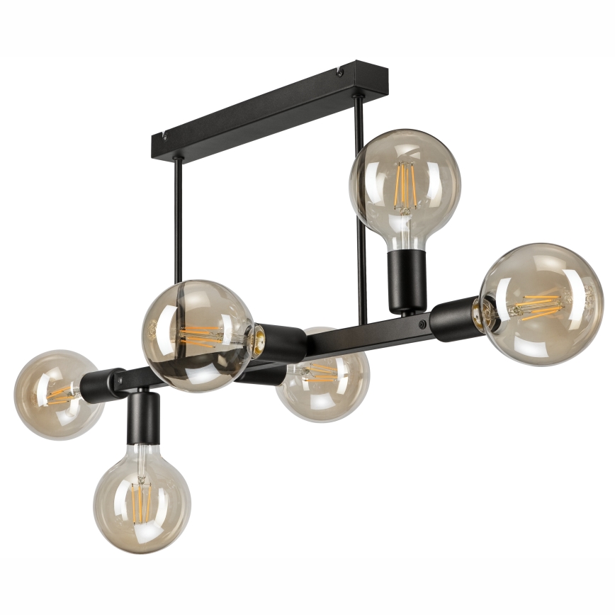 Lampadario a sospensione con supporto rigido ASTRID 6xE27/60W/230V nero
