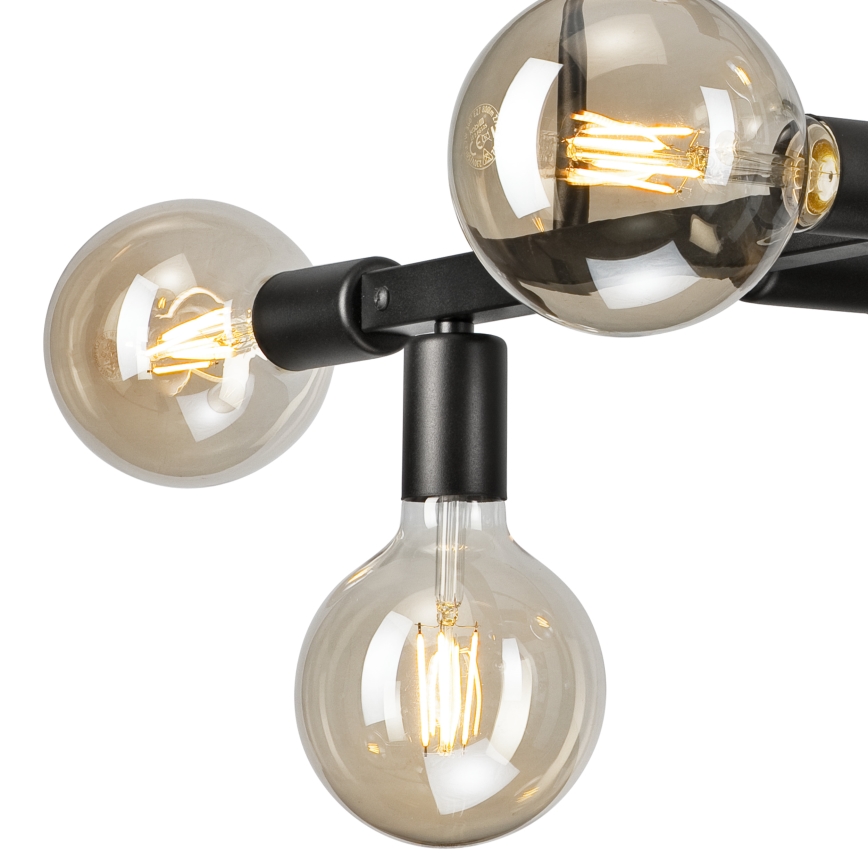 Lampadario a sospensione con supporto rigido ASTRID 6xE27/60W/230V nero