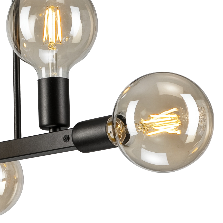 Lampadario a sospensione con supporto rigido ASTRID 6xE27/60W/230V nero