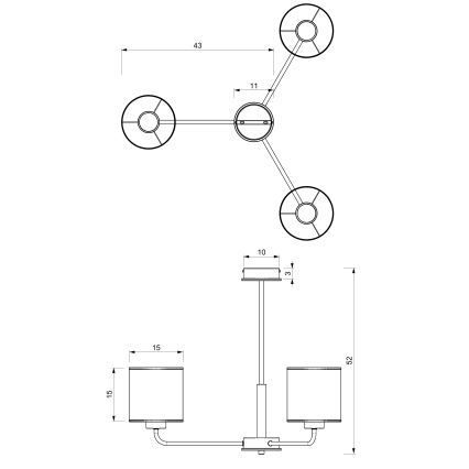 Lampadario a sospensione con supporto rigido ATLANTA 3xE27/60W/230V