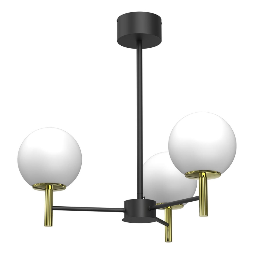 Lampadario a sospensione con supporto rigido AWINION 3xE27/15W/230V bianco/oro/nero