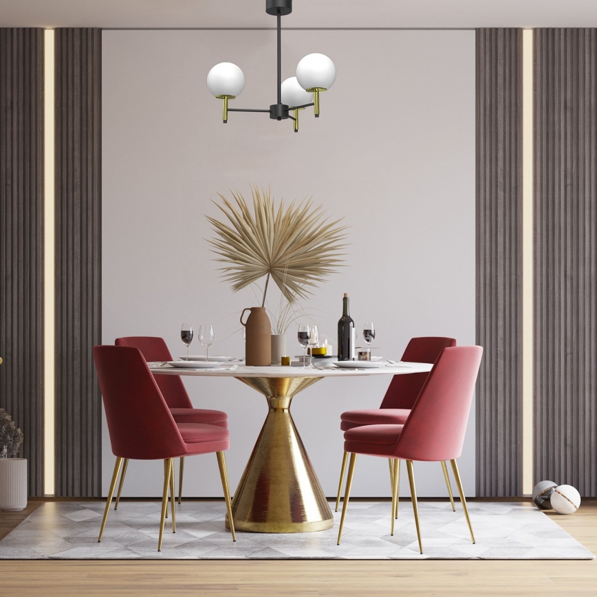 Lampadario a sospensione con supporto rigido AWINION 3xE27/15W/230V bianco/oro/nero