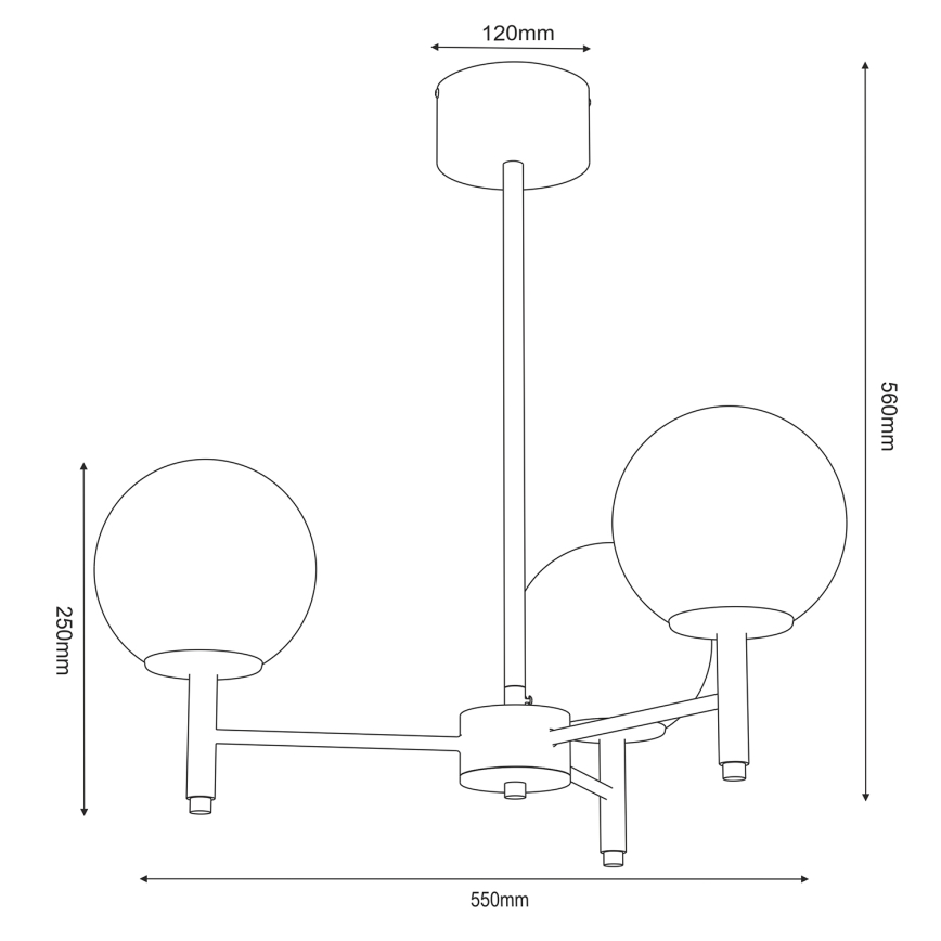 Lampadario a sospensione con supporto rigido AWINION 3xE27/15W/230V bianco/oro/nero