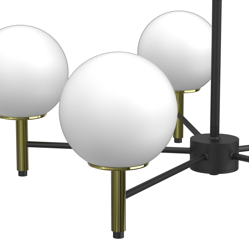 Lampadario a sospensione con supporto rigido AWINION 6xE27/15W/230V bianco/oro/nero