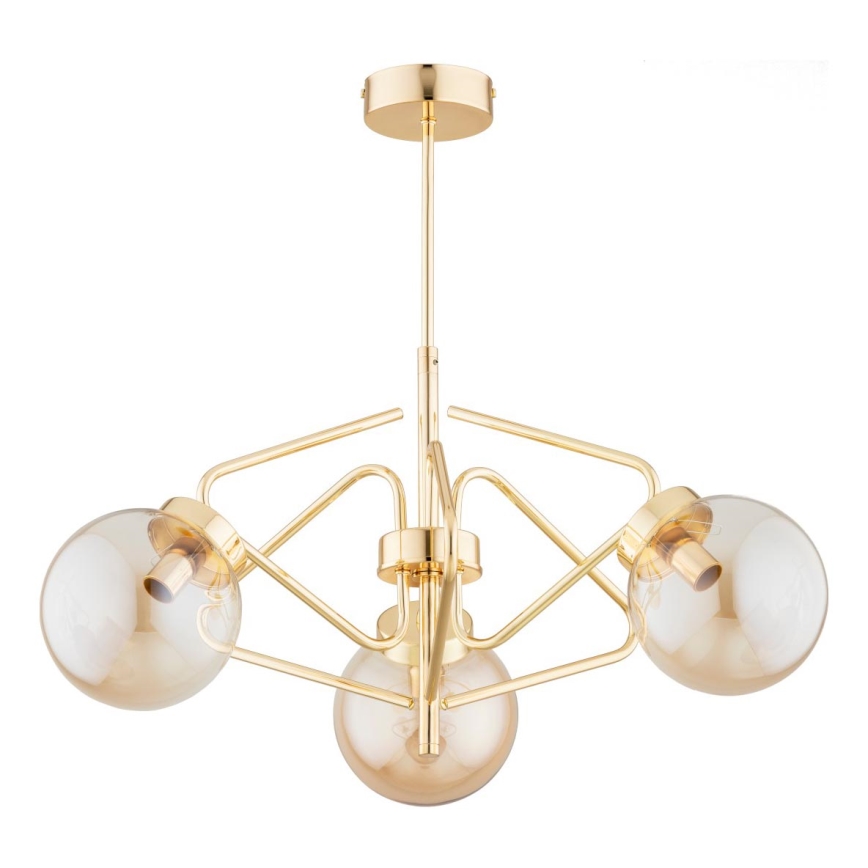 Lampadario a sospensione con supporto rigido BARSUM 3xE14/10W/230V oro