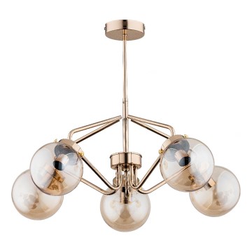 Lampadario a sospensione con supporto rigido BARSUM 5xE14/10W/230V oro