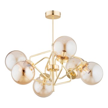 Lampadario a sospensione con supporto rigido BARSUM 6xE14/10W/230V oro