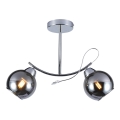 Lampadario a sospensione con supporto rigido CONNOR 2xE27/15W/230V cromo lucido/grigio