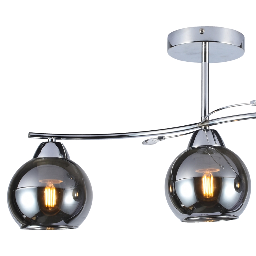 Lampadario a sospensione con supporto rigido CONNOR 3xE27/15W/230V cromo lucido/grigio