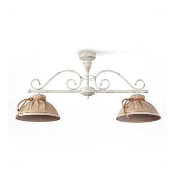 Lampadario a sospensione con supporto rigido COUNTRY 2xE27/60W/230V bianco