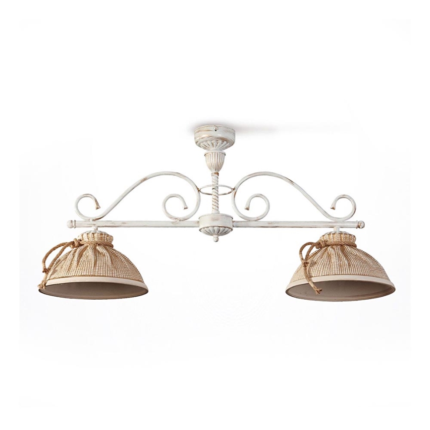 Lampadario a sospensione con supporto rigido COUNTRY 2xE27/60W/230V bianco