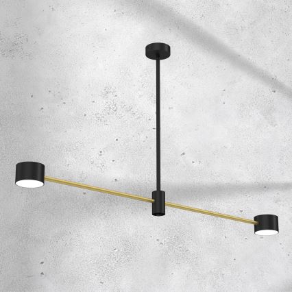 Lampadario a sospensione con supporto rigido CROSS 2xGX53/12W/230V nero/oro