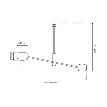 Lampadario a sospensione con supporto rigido CROSS 2xGX53/12W/230V nero/oro