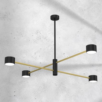 Lampadario a sospensione con supporto rigido CROSS 4xGX53/12W/230V nero/oro