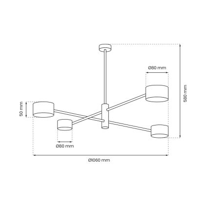 Lampadario a sospensione con supporto rigido CROSS 4xGX53/12W/230V nero/oro