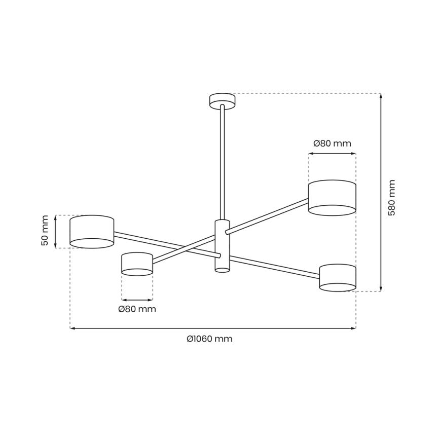 Lampadario a sospensione con supporto rigido CROSS 4xGX53/12W/230V nero/oro
