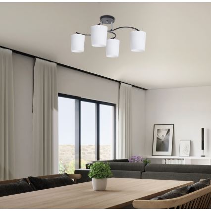 Lampadario a sospensione con supporto rigido ESNYR 4xE27/40W/230V nero/bianco