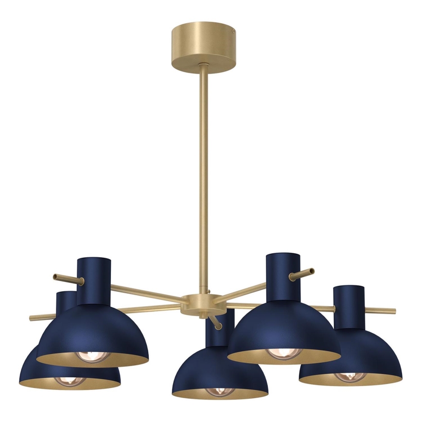 Lampadario a sospensione con supporto rigido ESTATE MINI 5xE27/15W/230V blu