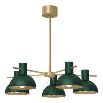 Lampadario a sospensione con supporto rigido ESTATE MINI 5xE27/15W/230V verde