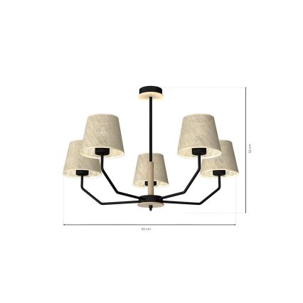 Lampadario a sospensione con supporto rigido ETNA 5xE27/60W/230V