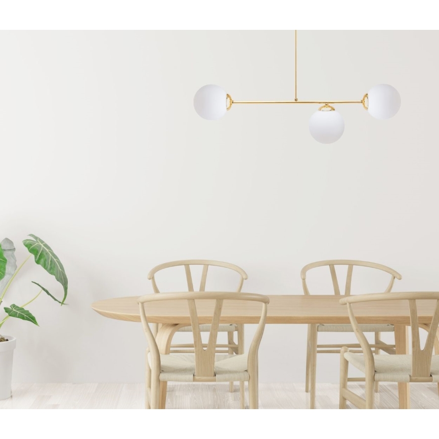 Lampadario a sospensione con supporto rigido FIRA 3xE27/60W/230V oro