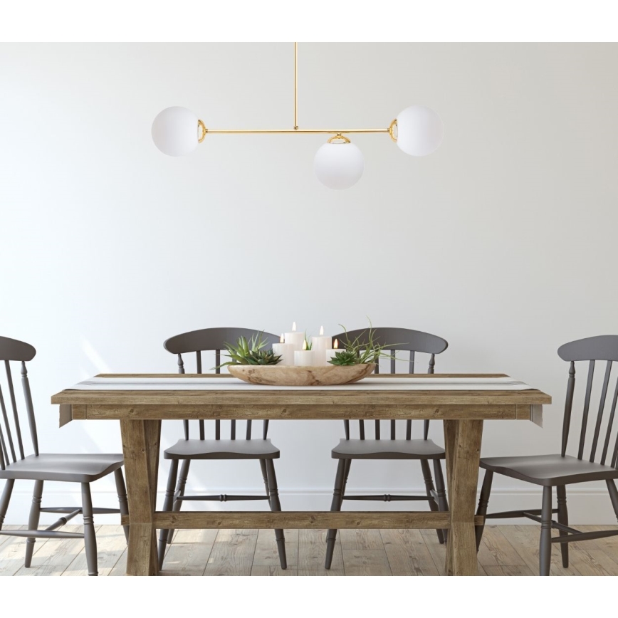 Lampadario a sospensione con supporto rigido FIRA 3xE27/60W/230V oro