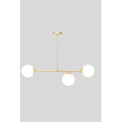 Lampadario a sospensione con supporto rigido FIRA 3xE27/60W/230V oro