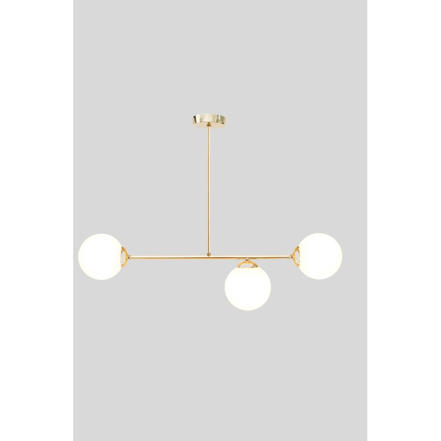 Lampadario a sospensione con supporto rigido FIRA 3xE27/60W/230V oro