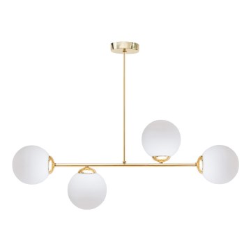 Lampadario a sospensione con supporto rigido FIRA 4xE27/60W/230V oro